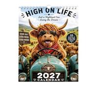 2027 Funny Highland Cow Wall Calendar, 12 Month Scottish Cow Decor，#A