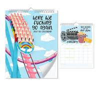 2027 Funny Wall Calendar UK, Here We Fucking Go Again Calendar Hanging | 12 Monthly Planner Calendar with a Roller Coaster Cover for Humorous Gift Organiser Schedule Home Office New Year Present
