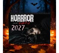 2027 Gothic Style Wall Planner - Weird Kitten Pre-Christmas Nightmare Design, Halloween & Christmas Decor, Monthly Calendar with Large Writing Space