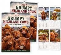 2027 Grumpy Highland Cows A4 Wall Calendar, 12 Monthly Pages，D | Spiral Bound, Centre Hanging Loop, Rustic Farmhouse Style, Jan-Dec 2027, 30cm x 12in Size