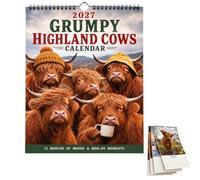 2027 Grumpy Highland Cows Calendar, 2027 Funny Highland Cow Wall Calendar | Rustic Farmhouse Wall Art & Monthly Planner for Home Office, Highland Cow 2027 Wall Calendar for Animal Lovers