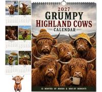 2027 Grumpy Highland Cows Calendar, Funny Highland Cow Wall Calendar (A) | Highland Cow Wall Calendar, A4 Wall Calendar, Funny Highland Cattle, Fluffy Cow Monthly Calendar, Farmhouse Home Office Decor