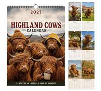 2027 Grumpy Highland Cows Funny Wall Calendar Monthly Planner(A) | highland cow wall calendar 2027,Funny Highland Cow Wall Calendar, Rustic Farmhouse Wall Art & Monthly Planner for Home Office