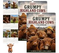 2027 Grumpy Highland Cows Funny Wall Calendar Monthly Planner，Brown*2 | Scottish Highland Cows, Rustic Farmhouse Art, Home & Office Use, Animal Lovers, 12-Month Planner