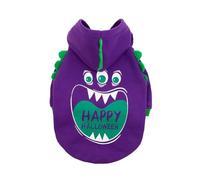 2027 Halloween P.e.t Print Lit.tle Mon.ster Robot Buckle Two Legged Hooded Sweatshirt For Dogs And Cats Clothing (Purple, L)