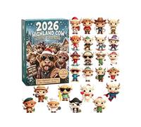 2027 Highland Cow Advent Calendar, 24-Day Christmas Gift For Decor Lovers (Blue E)