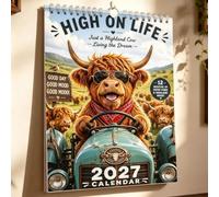 2027 Highland Cow Calendar, 12 Month Scottish Highland Cattle Hanging Planners, Rustic Farmhouse Country Decor Home Kitchen Office, Scottish Cow Lovers Gift (#01)