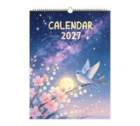 2027 Hummingbird Wall Calendar 12-month Rare Bird Writing Floral Decor