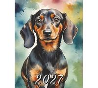 2027: Large Monthly Calendar Planner - Dachshund Dog Watercolor