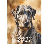 2027: Large Monthly Calendar Planner - Watercolor Irish Wolfhound Dog