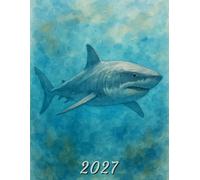 2027: Large Monthly Calendar Planner - Watercolor Shark