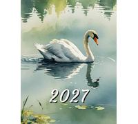 2027: Large Monthly Calendar Planner - Watercolor Swan Bird