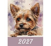 2027: Large Monthly Calendar Planner - Watercolor Yorkshire Terrier Dog