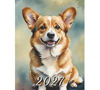 2027: Large Monthly Calendar Planner - Welsh Corgi Dog Watercolor