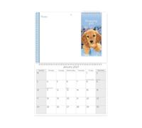 2027 Memo Wall Calendar Wipeboard - Blue Puppy Design With Shopping List