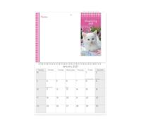 2027 Memo Wall Calendar Wipeboard - Pink Kitten Design With Shopping List
