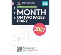 2027 Month on Two Pages Diary Refill Compatible with Filofax A5 size