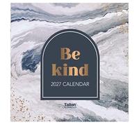 2027 Month To View Calendar - Retro Floral & Marble Positive Quotes Designs - Wall Hanging Nature Themed Family Planner Full Year Large Square Organiser (Marble Quotes)