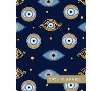 2027 Monthly Planner | Month to View Diary: Blue Evil Eye Cover • Monthly Calendar • Budget & Reflection Pages • UK Holidays • (7.5 x 9.6")