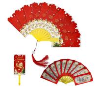2027 New Christmas Folding Fan Red Envelopes | Surprise Grandkids At Christmas Dinner with A 10 Slot Gold Foil Money Holder Fan