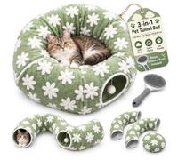 2027 New Dachshund Tunnel Bed, Cosy Cave Bed for Small Dogs & Cats (B) | Plush tunnel bed with a cosy cave hideaway, soft raised sides and a playful hanging ball for small dogs, dachshunds and cats