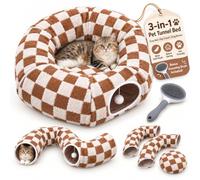 2027 New Dachshund Tunnel Bed, Cosy Cave Bed for Small Dogs & Cats (D) | Plush tunnel bed with a cosy cave hideaway, soft raised sides and a playful hanging ball for small dogs, dachshunds and cats