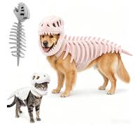 2027 New Dog Cat Pet Dinosaur Skeleton Costume, Soft 3D skull hood, raised ribs and flexible tail for dogs and cats, for Medium Large Pet Party Family (M,Pink)