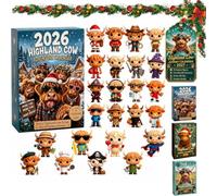 2027 New Highland Cow Advent Calendar, 3D 24 Day Christmas Countdown, Reusable Collectible Mini Figurines, Daily Surprise Holiday Highland Cow Decor, Ideal Gift for Decor Lovers (3D-A)