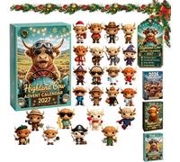 2027 New Highland Cow Advent Calendar, 3D 24 Day Christmas Countdown, Reusable Collectible Mini Figurines, Daily Surprise Holiday Highland Cow Decor, Ideal Gift for Decor Lovers (3D-B)