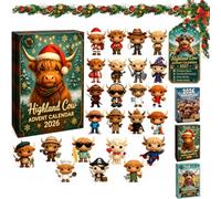 2027 New Highland Cow Advent Calendar, 3D 24 Day Christmas Countdown, Reusable Collectible Mini Figurines, Daily Surprise Holiday Highland Cow Decor, Ideal Gift for Decor Lovers (3D-C)