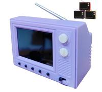 2027 New Mini Cartoon TV, Vintage Rechargeable Cartoon Player with Headphone Jack & USB Playback, Tiny Video Loop Screen for Office, Desk & Nightstand (Purple)