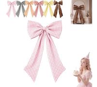 2027 Oversized Fabric Bow Wall Decor with Long Tails, Reusable Wall Backdrop Bows, Multi-Purpose Hanging Ribbon Decorations, for Women Print Party Graduation Wedding Backdrop (PINK)