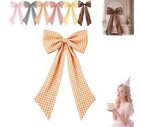 2027 Oversized Fabric Bow Wall Decor with Long Tails, Reusable Wall Backdrop Bows, Multi-Purpose Hanging Ribbon Decorations, for Women Print Party Graduation Wedding Backdrop (ORANGE)