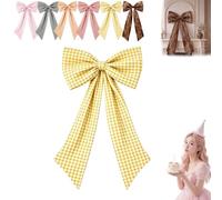 2027 Oversized Fabric Bow Wall Decor with Long Tails, Reusable Wall Backdrop Bows, Multi-Purpose Hanging Ribbon Decorations, for Women Print Party Graduation Wedding Backdrop (YELLOW)