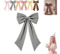 2027 Oversized Fabric Bow Wall Decor with Long Tails, Reusable Wall Backdrop Bows, Multi-Purpose Hanging Ribbon Decorations, for Women Print Party Graduation Wedding Backdrop (BLACK)