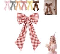 2027 Oversized Fabric Bow Wall Decor with Long Tails, Reusable Wall Backdrop Bows, Multi-Purpose Hanging Ribbon Decorations, for Women Print Party Graduation Wedding Backdrop (RED)