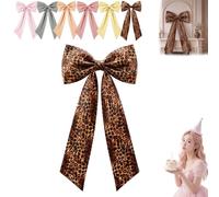 2027 Oversized Fabric Bow Wall Decor with Long Tails, Reusable Wall Backdrop Bows, Multi-Purpose Hanging Ribbon Decorations, for Women Print Party Graduation Wedding Backdrop (BROWN)