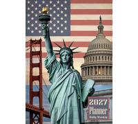 2027 Planner: American Flag with US Icons Themed Cover Daily Weekly Diary 12 Month Calendar Vision board Schedule Organizer Goals Dairy Notes