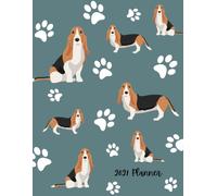 2027 Planner: Basset Hound Dog Dated Weekly and Monthly Page Views With Space For Notes