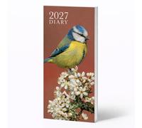 2027 Pocket Diary - British Garden Birds Design | Week to View Planner with Ribbon Marker, Hardback Casebound | Slim Portable Organiser