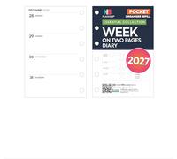 2027 Pocket size Week on two pages diary refill insert | English | January 2027 - December 2027 | Compatible with Filofax pocket size organisers | 81 x 121mm