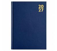 2027 Premium A5 Size Hard Cover Desk Diary Week to View Year Planner, Organizer With Ribbon Marker for Business, Office, Home, (Navy Blue)
