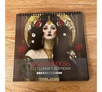 2027 Retro Gothic Dark Goddess Lunar Calendar, Mystic Home Decor Gift | Retro Gothic Dark Goddess 2027 Moon Phase Calendar, spiral bound wall planner, mysterious home decor & thoughtful niche gift