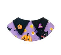 2027 Ruffled Cape Collar Bandana Purple Bat Pumpkin Candy Corn Print Neck Scarf With Black Satin Bow Frilly Witch Collar Adjustable Costume For Cats (B, 17cm)