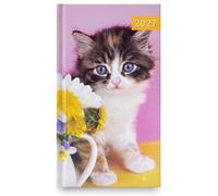 2027 Slim Diary - Week to View - Cute Puppies & Kittens Photo Cover - Soft Padded Hardback Organizer for Home, School or Office (Kitten)
