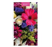 2027 Slim Pocket 2 Week To View Soft back Floral Diary - Hot Pink and Purple Flowers