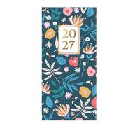 2027 Slim Pocket Diary, Week to View Planner, Floral Hard Cover Design, Home and Office Organiser (Size 16cm x 8.5cm) (Botanical Garden Floral)