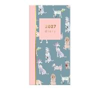 2027 Slim Pocket Week to View Diary - Cute Dog Walker Design Hardback Planner - Weekly Personal Organiser for Pet Lovers - Compact Wallet Size Travel Diary