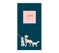 2027 Slim Pocket Week to View Diary - Cute Illustrated Dog Design Hardback Planner - Weekly Personal Organiser for Pet Lovers - Compact Wallet Size Travel Diary