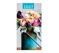 2027 Slim Pocket Week to View Diary - Rustic Floral Hardback Pocket Planner - Colourful Flower & Vase Design Weekly Organiser - Wallet Size Travel Diary School Work